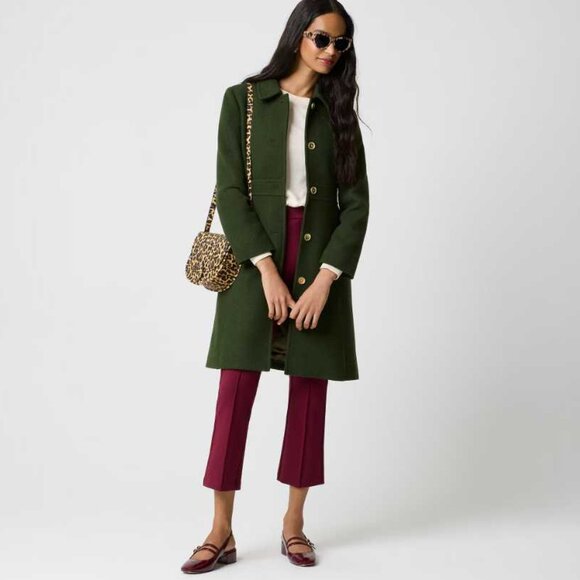 New 22 J Crew Factory wool-blend lady day coat in Pine Green - Picture 2 of 12